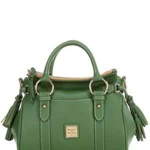 Dooney & Bourke Green Pebble Leather Satchel with Tassels